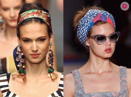 Идеи с подиума: летние прически с платками и шарфами